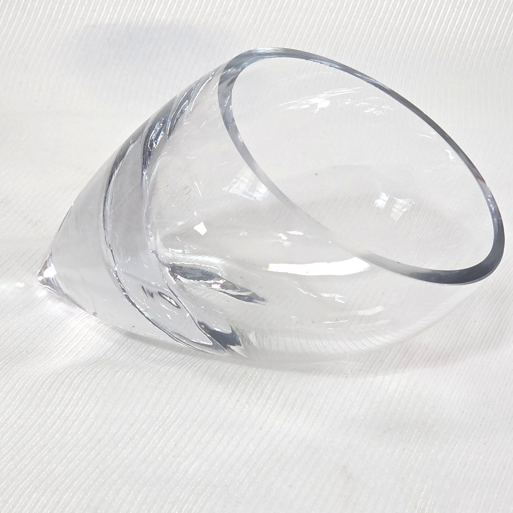 MCM German Heavy Crystal Slant Bowl Horn Cone Tilt Ashtray 2lb Modernist